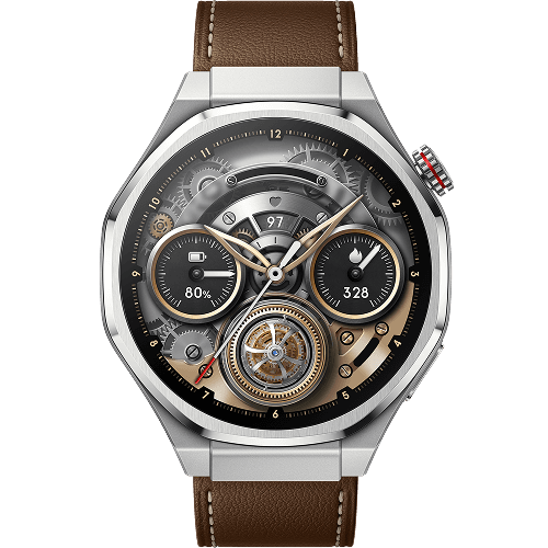 Honor Watch 5 Ultra smartwatch with titanium case and brown strap, sourced from honor.com/za