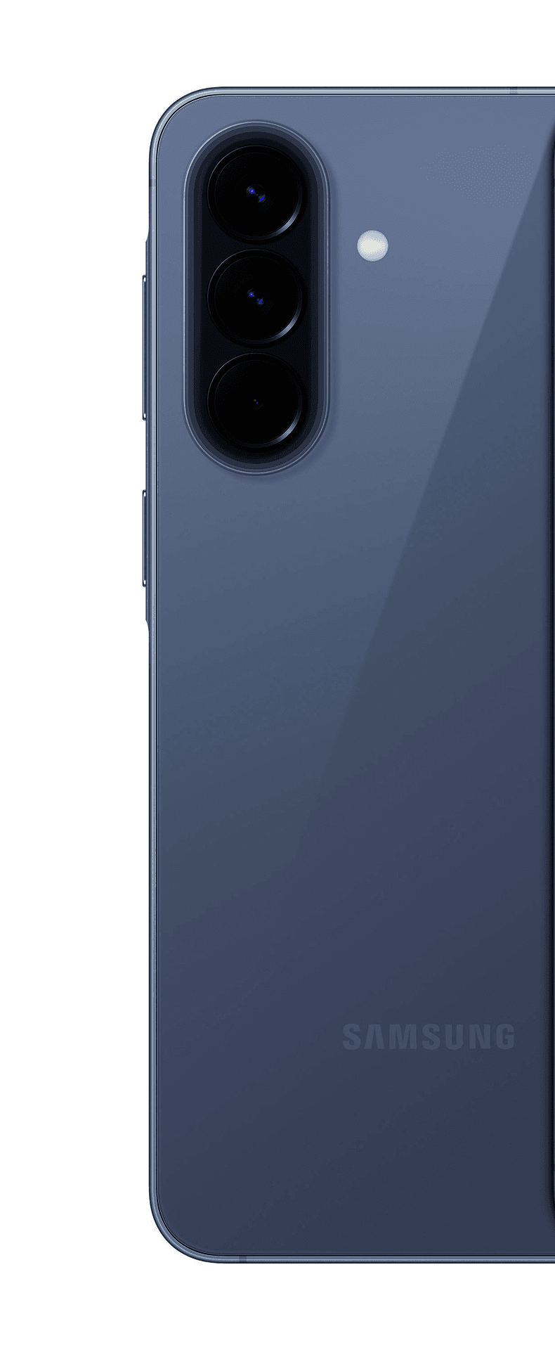 Samsung Galaxy A57 5G smartphone in navy, 256GB, camera module detail, cropped from a retailer product photo (manufacturer site blocked)