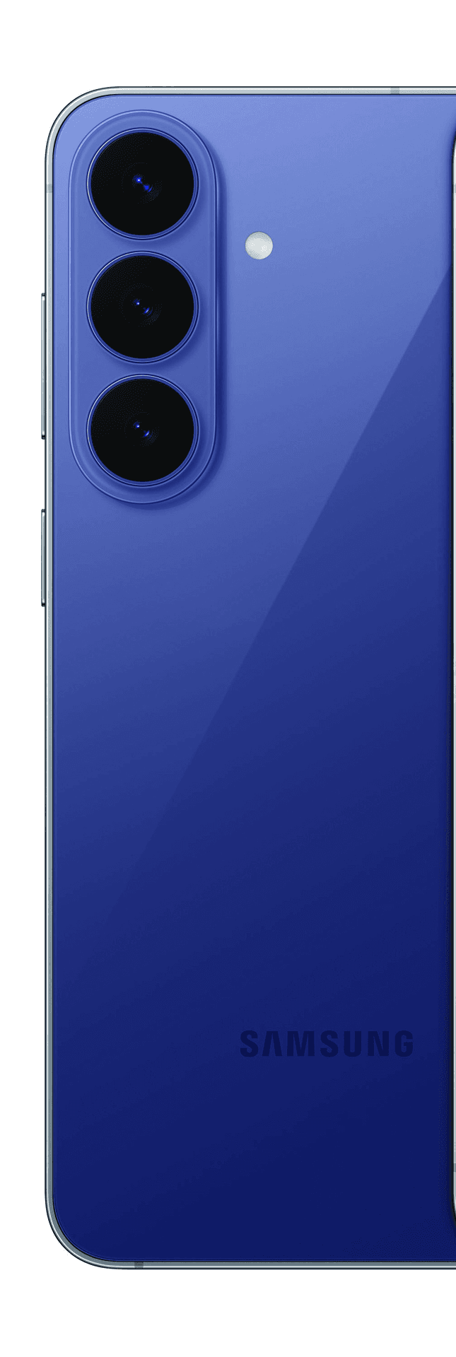Samsung Galaxy S26 FE smartphone in blue, 256GB, camera module detail, cropped from a retailer product photo (manufacturer site blocked)
