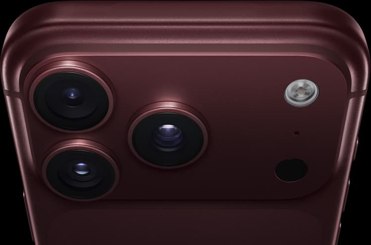 Apple iPhone 18 Pro in deep burgundy, 256GB, camera module detail, sourced from apple.com
