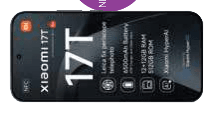 Xiaomi 17T smartphone in black with Leica camera branding
