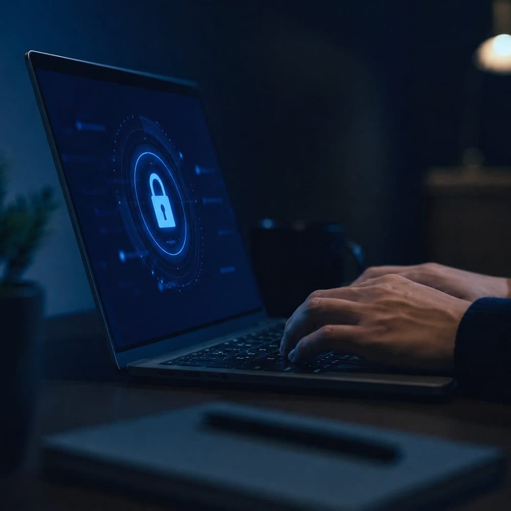 Cyber security professional monitoring network threats